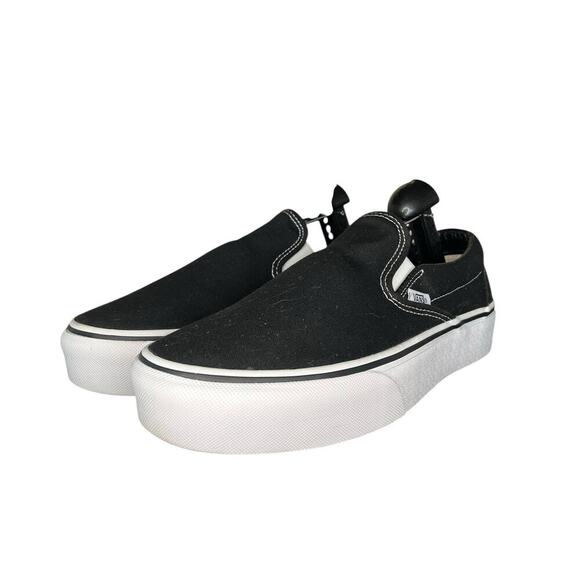 ***SOLD*** Mens Vans Old Skool Slip On Lift Canvas Sneakers Size 10 Black White - Picture 2 of 6